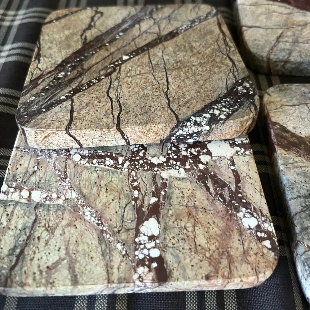 Marble Coaster Set with Natural Patterns set of 4